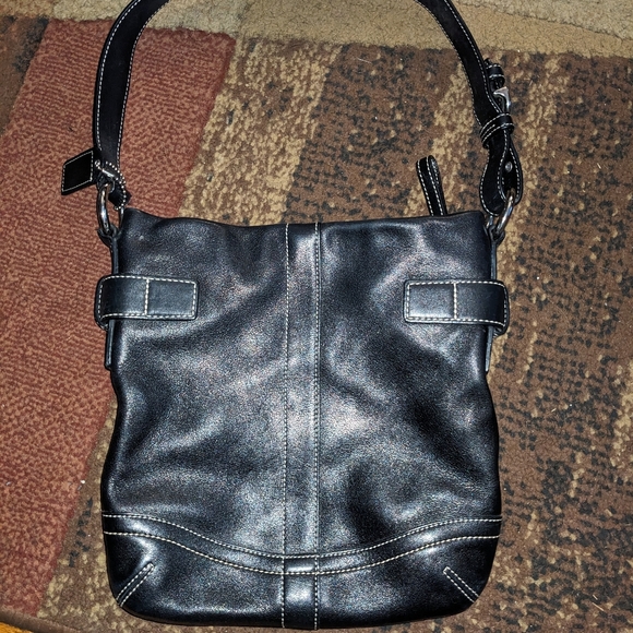 Coach 1453 Black Leather Shoulder Purse Medium Soho Slim Bag - Picture 4 of 8